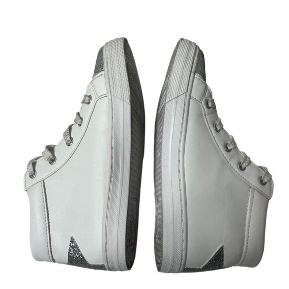 GIRLS Glitter Doodle Hi Top Sneaker Shoes White Girls Size 2 - Picture 8 of 9